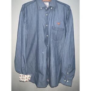 Thomas Dean Game-day Shirt Mens XL Blue Button Up Texas Longhorns Flip Cuffs
